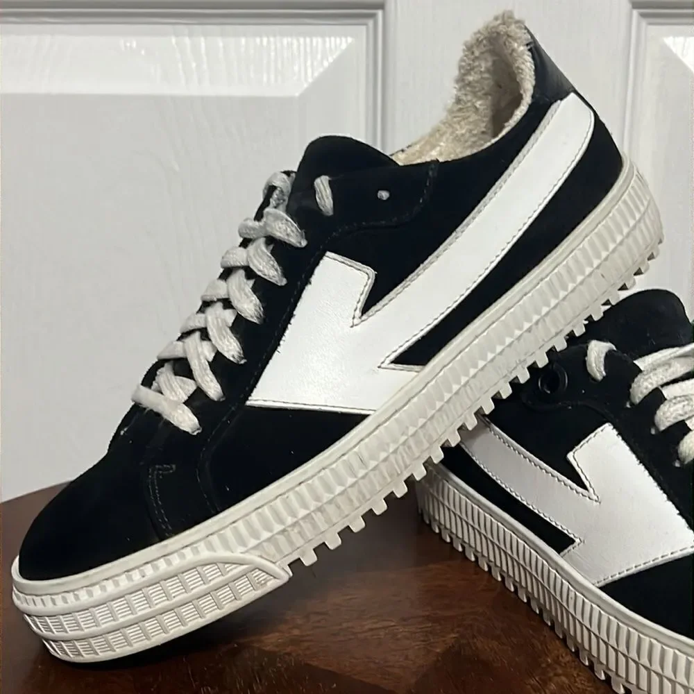 🔥 Off-White Virgil Abloh Arrow Women's Sneakers Sz 36 EU / 6 US Black White EUC